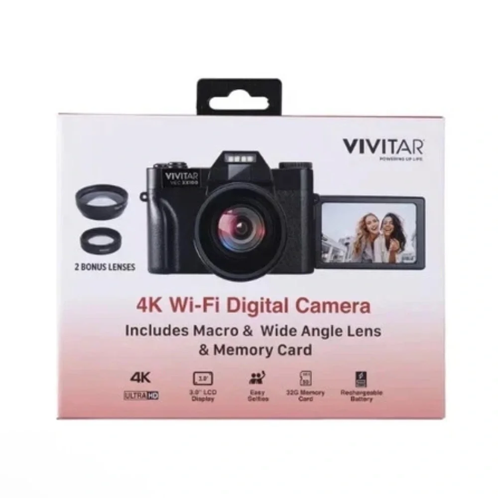 NEW✨ Vivitar 4K WiFi Digital Camera 56MP 8x Digital Zoom LED Display Macro Lens